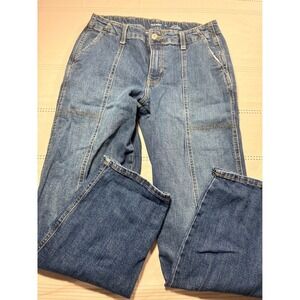 Axist Jeans Womens Medium Wash Front Seam Loose Straight Leg Denim Pants Size 10